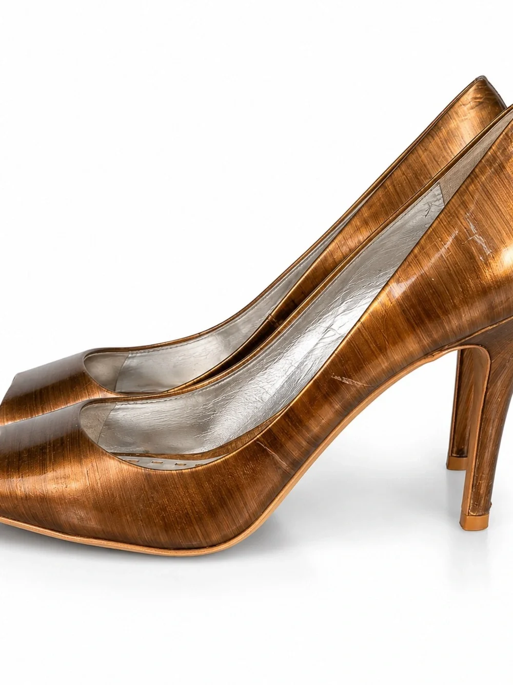 Gianni Bini Metallic Bronze Peep-Toe Heels